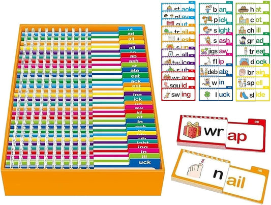 ZREVSB word families flash cards cover, colorful set for early literacy prep and classroom use