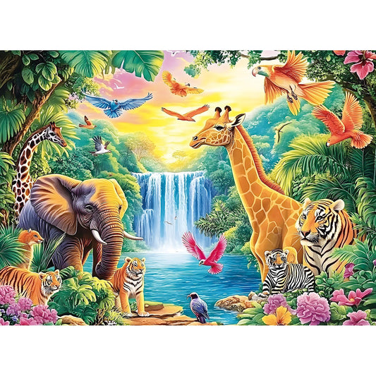 ZSYCZAO 500-piece puzzle with elephants in rainforest for mindful relaxation