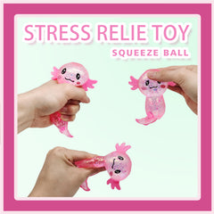 ZTATU Axolotl handheld toy emphasizes easy squeeze and stress relief for children.