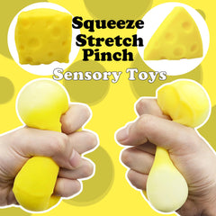 ZTATU Cheese Squishy in hand demonstrates portable stress relief anywhere.