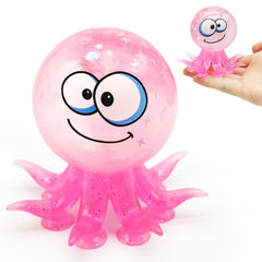 ZTATU octopus squishy toy pink with suction cup for stress relief and sensory play.