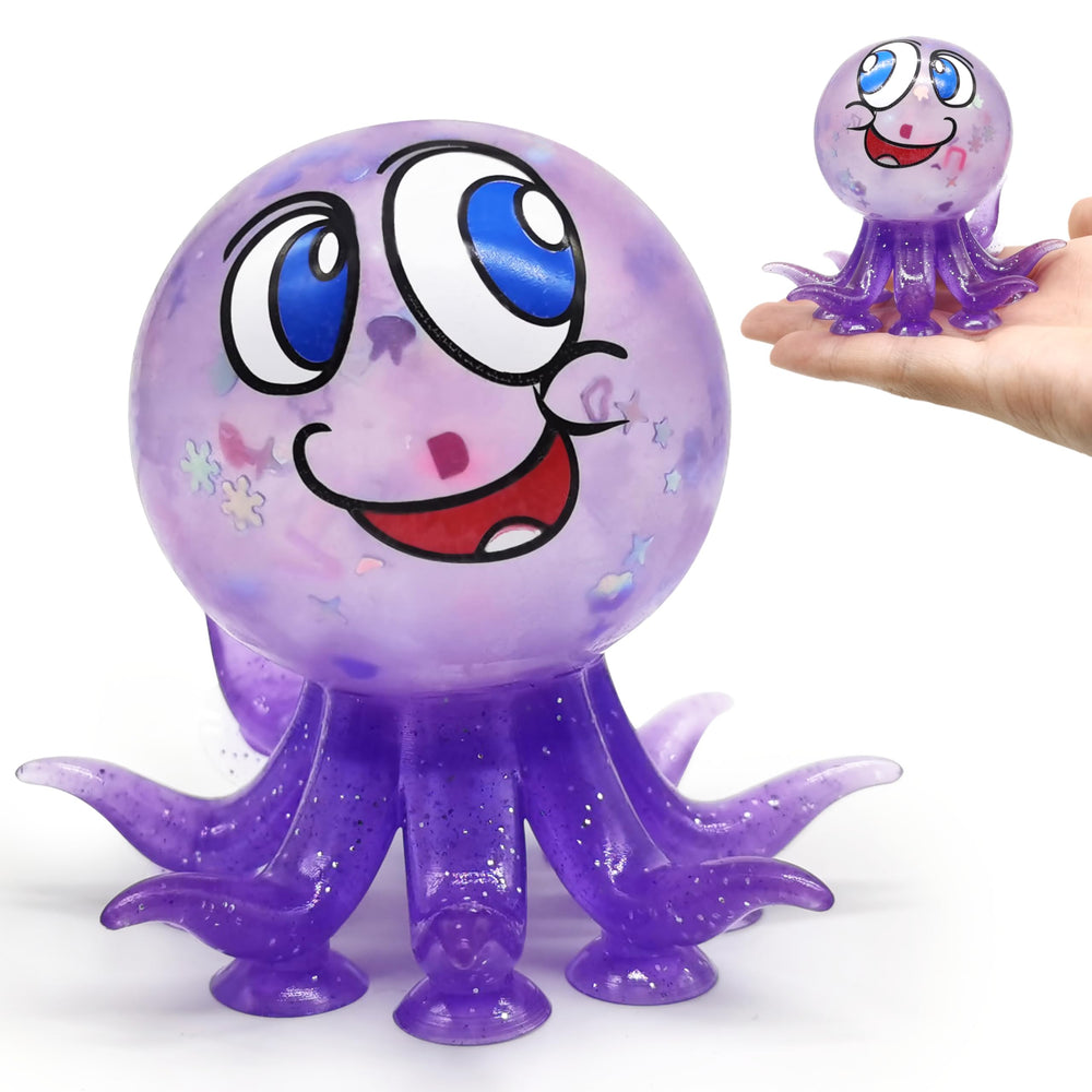 ZTATU octopus stress ball with suction cup for desk stress relief.