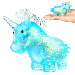 ZTATU Unicorn Squishy Toy close-up showing glitter texture for sensory play.