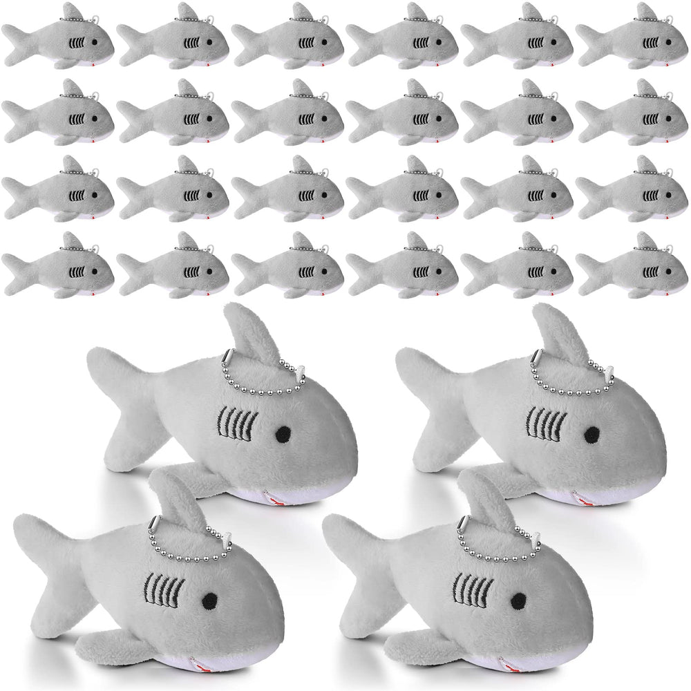 Zubebe 24-piece gray shark keychains set for party favors and gifts