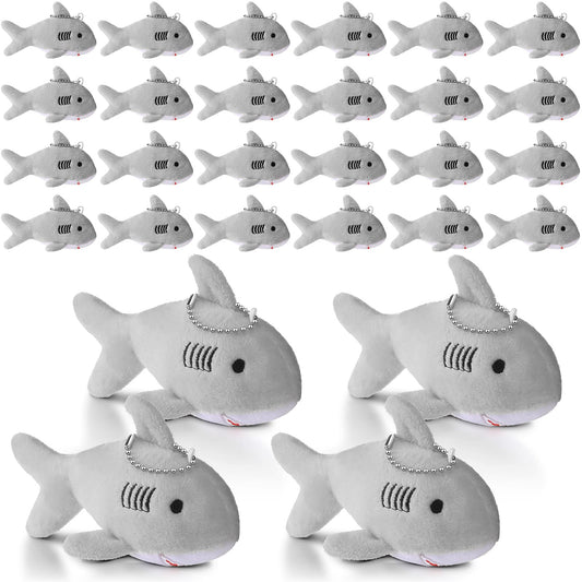 Zubebe 24-piece gray shark keychains set for party favors and gifts