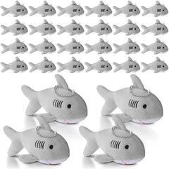 Zubebe 24-piece gray shark keychains set for party favors and gifts