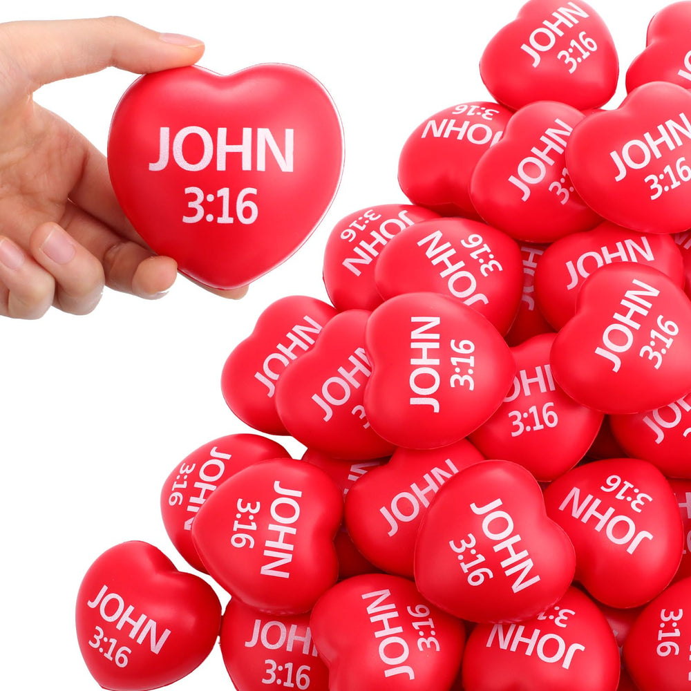 Zubebe Valentine heart stress ball red with John 3:16 promotes calm during busy days