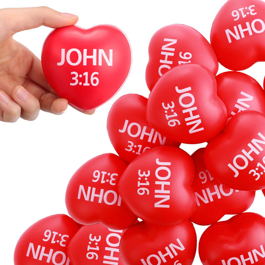 Zubebe valentine heart stress ball red front view, a faith-inspired stress relief accessory.