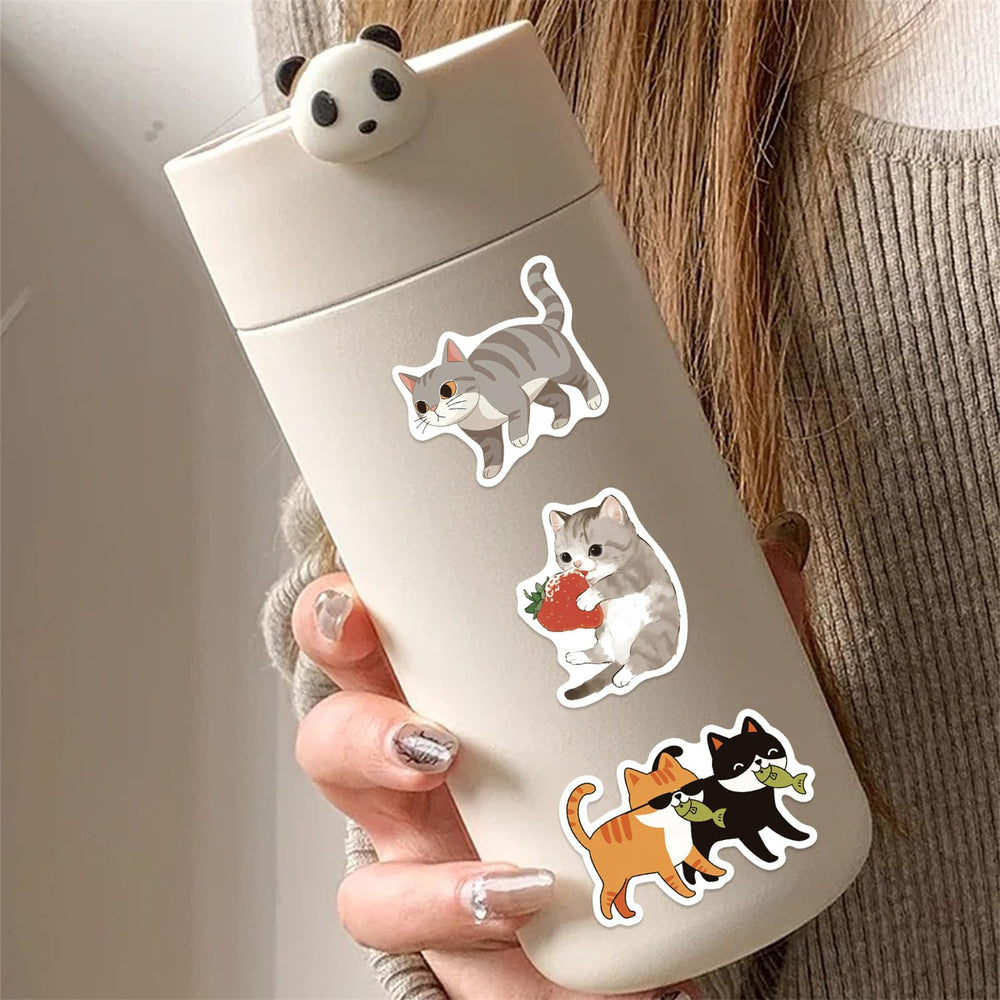 ZUIYIJIANGNAN cute cat sticker 03 on a water bottle resists wear over time.