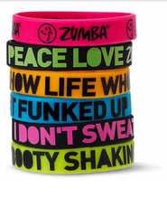 Zumba Express Yourself bracelets 6-pack in assorted colors for everyday wear.