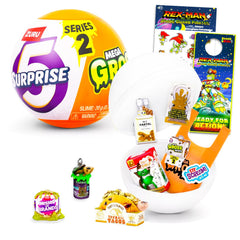 Zuru 5 Surprise Mega Gross Series 2 mystery ball showing five tiny gross-themed toy figures