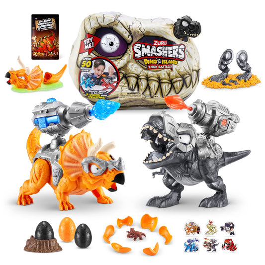 ZURU SMASHERS Dino Island T-Rex battles: two dinos ready for epic clash.