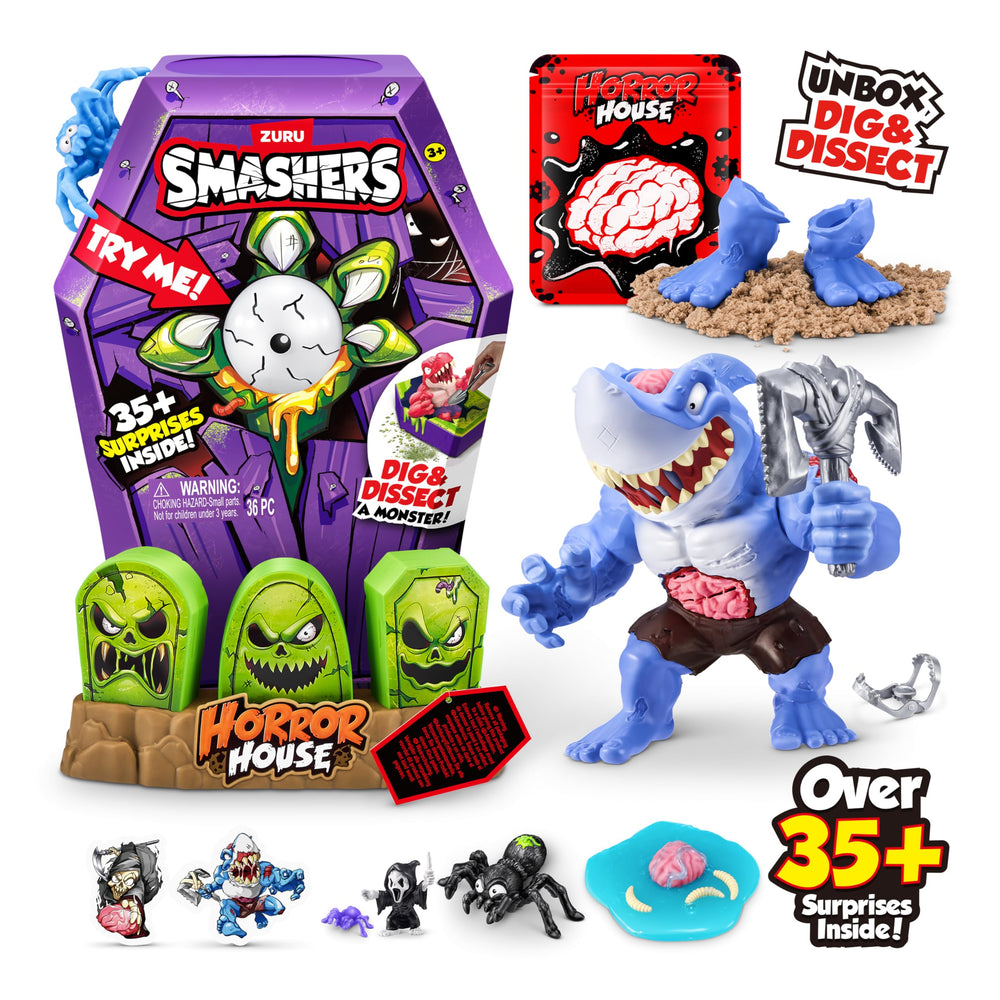 ZURU Smashers Mega Horror House blue eye placement activates eerie lights and sounds.