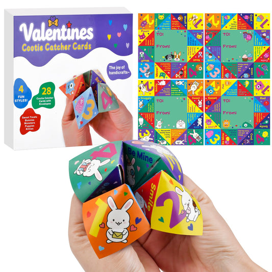Zutcogo cootie catcher valentines cards 28-pack ready for classroom exchange.