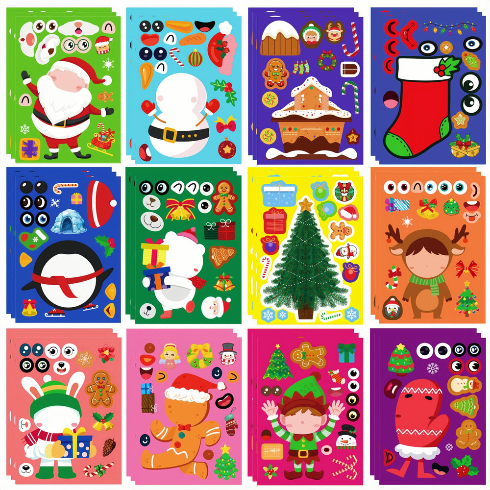 Zuxedle Christmas stickers collection with Santa and gnome, ideal for kids crafts and gift wrapping.