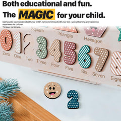 Close-up of wooden puzzle pieces from Zuzu Puzzle, smooth edges for safe exploration.