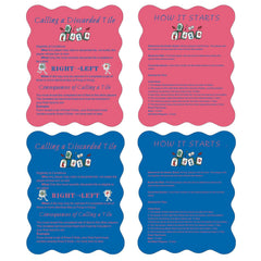ZWFCGMMBC mahjong shufflers with printed rules for quick reference during play.