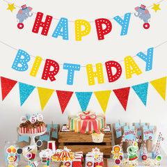 Zwiebeco kids birthday decor banner enhancing party atmosphere.