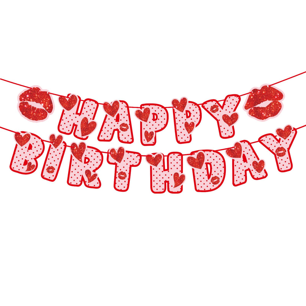 Zwiebeco Love Heart banner red pink glitter hanging display brightening birthdays