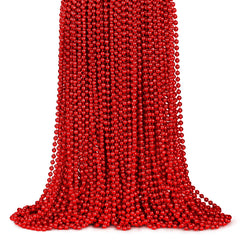 ZYFLSQ 33-inch metallic red Mardi Gras bead necklace for parades