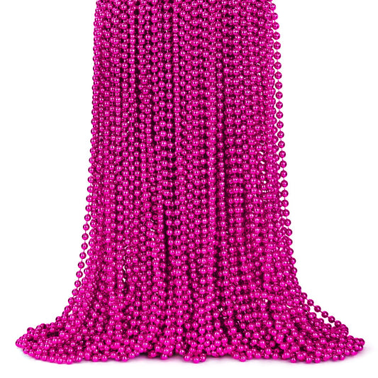 ZYFLSQ hot pink beads 33in necklace adds bold color to Mardi Gras outfits.
