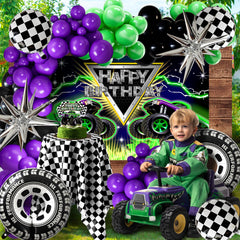 Zylarithon cake topper highlights the birthday cake with monster truck flair.