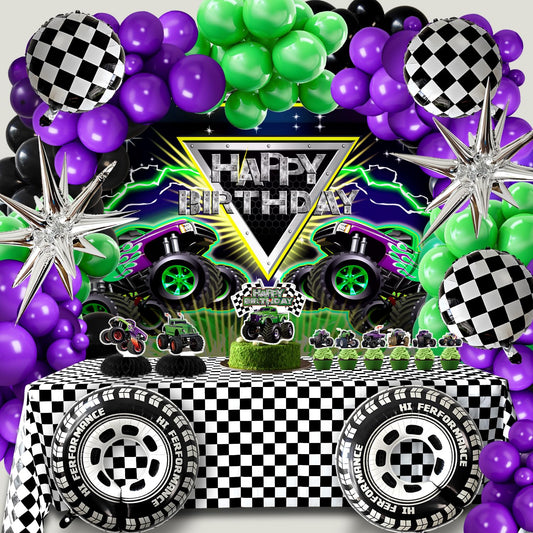 Zylarithon monster truck arch creates a bold photo backdrop for parties.