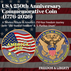 Zyviacy USA 250th coin back view with inscriptions suitable for gifting
