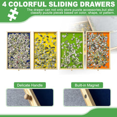 ZZJIHAI puzzle table with four lockable wheels for easy movement