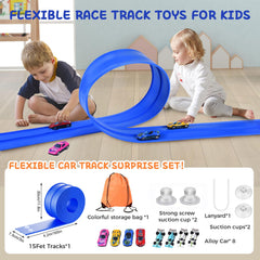 ZzzMgzzZ eight mini cars ready to race on the flexible track