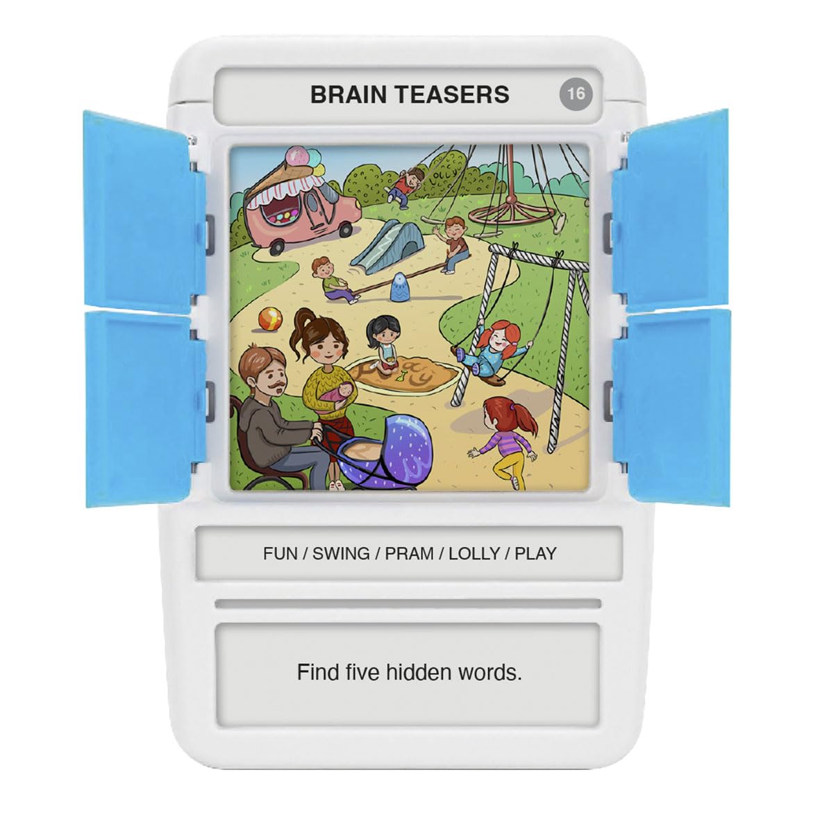 100 PICS Brain Teasers compact case and cards for plane travel