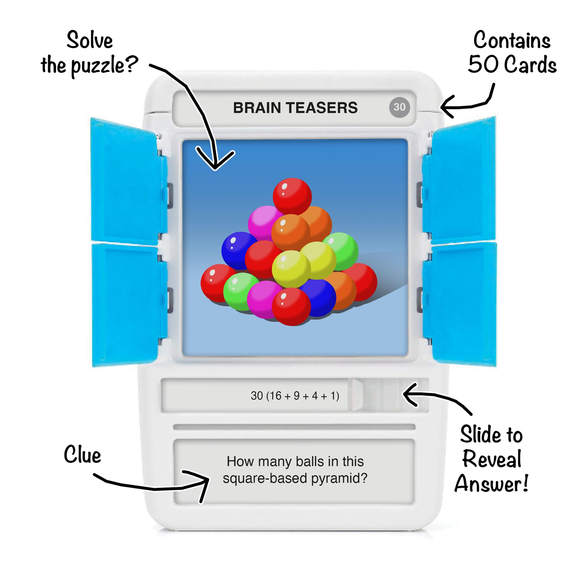 100 PICS Brain Teasers slide reveal card showing puzzle and hidden answer