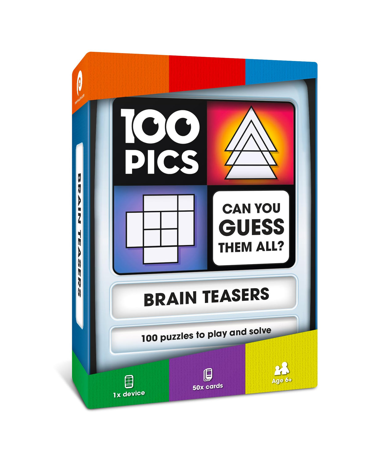 100 PICS Brain Teasers travel game package ready for gifting and on-the-go fun