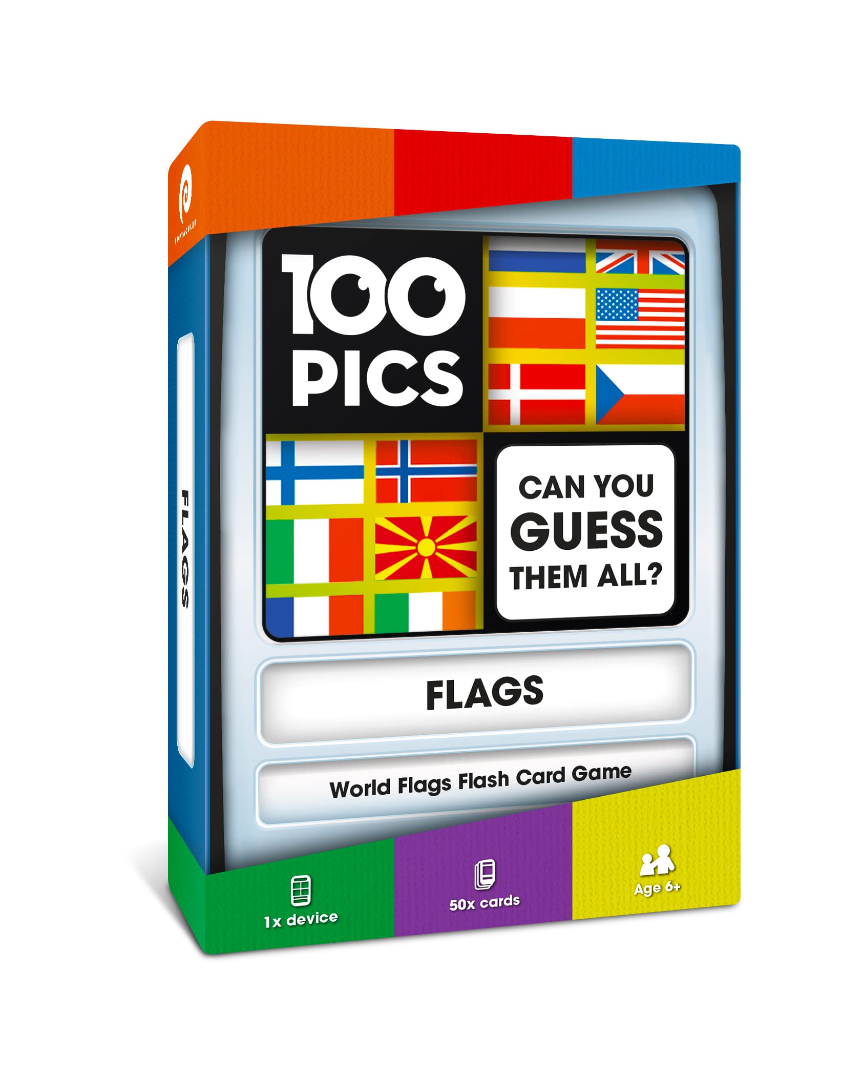 100 PICS Flags of the World front card for quick geography learning in family games