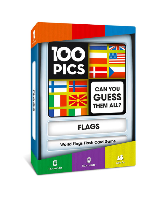 100 PICS Flags of the World front card for quick geography learning in family games