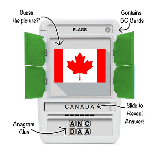 100 PICS Flags of the World slide door reveal for engaging quiz-style play