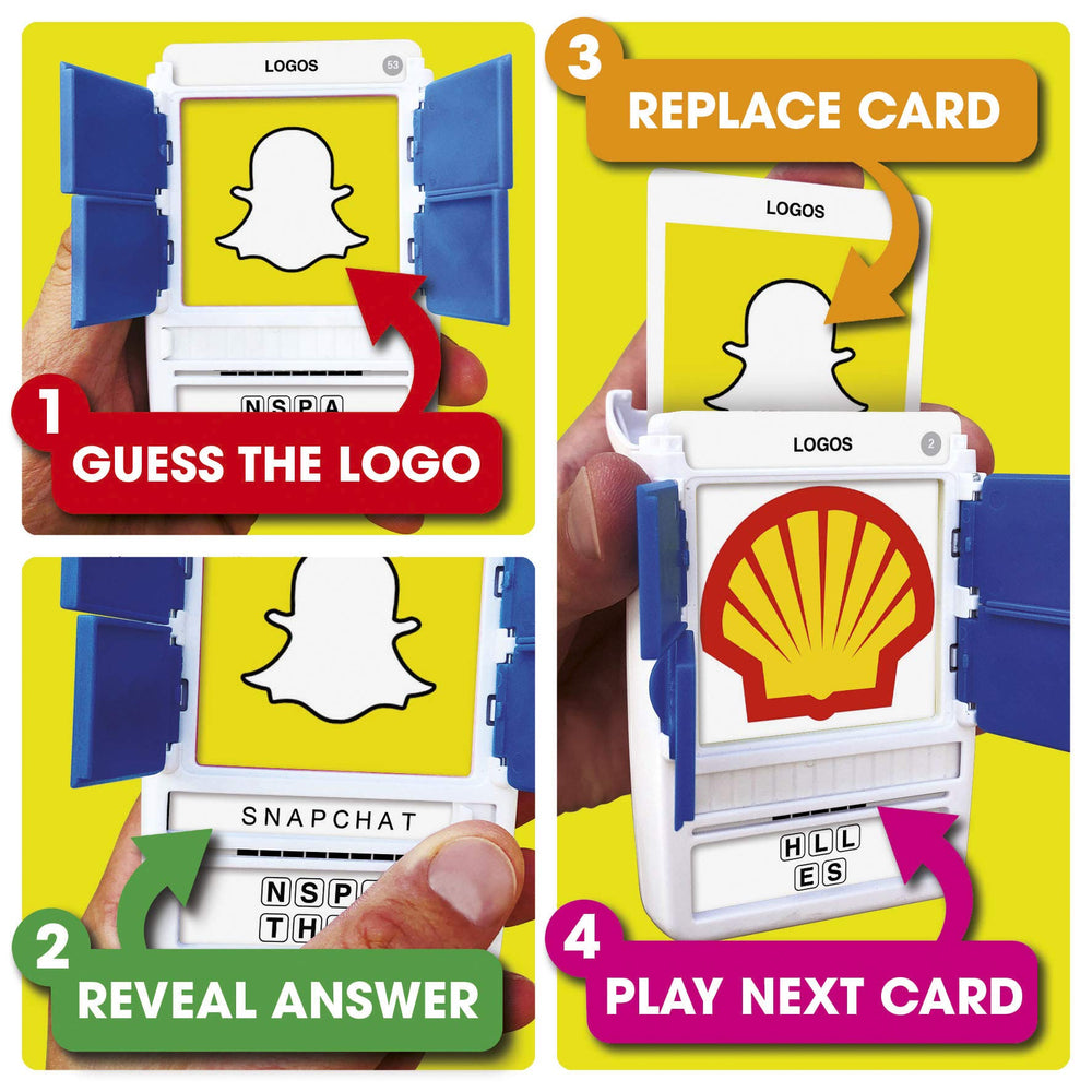 100 PICS Logos Travel Game is ideal as a portable travel activity for kids and adults.