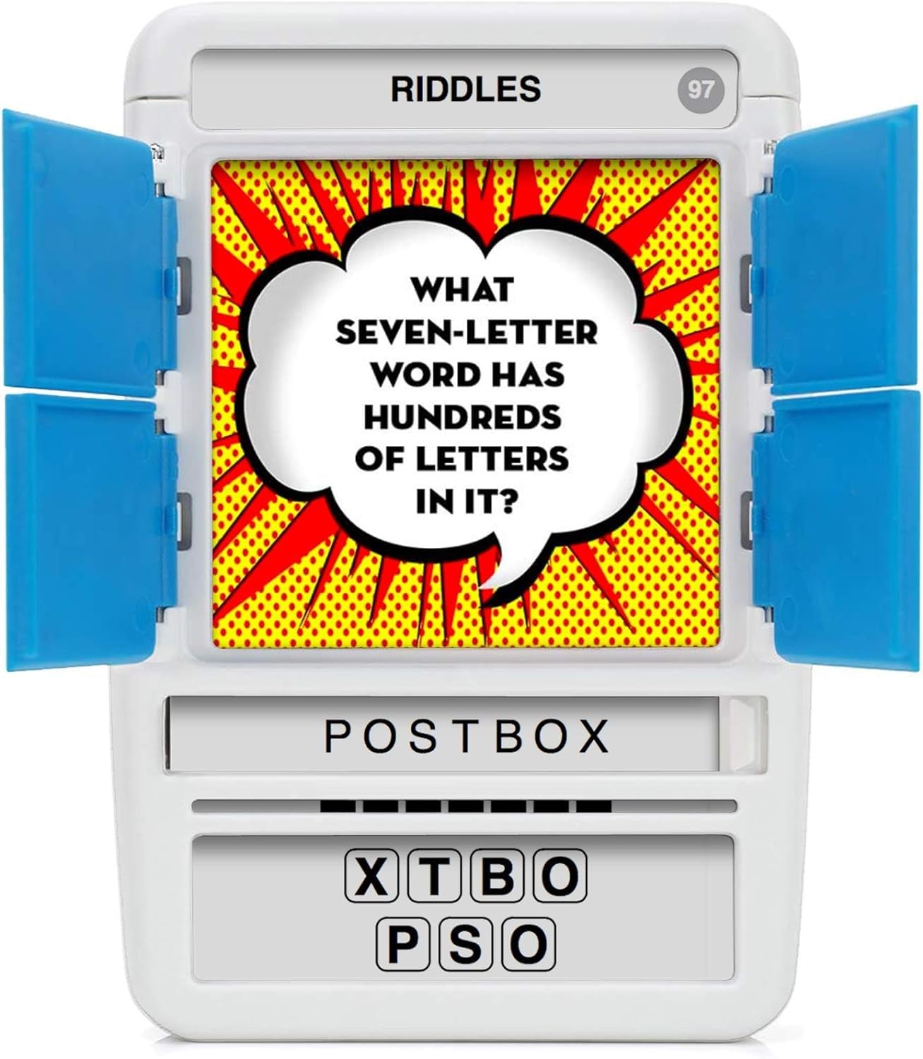 Anagram card from 100 PICS Riddles Travel Game promotes wordplay for all ages