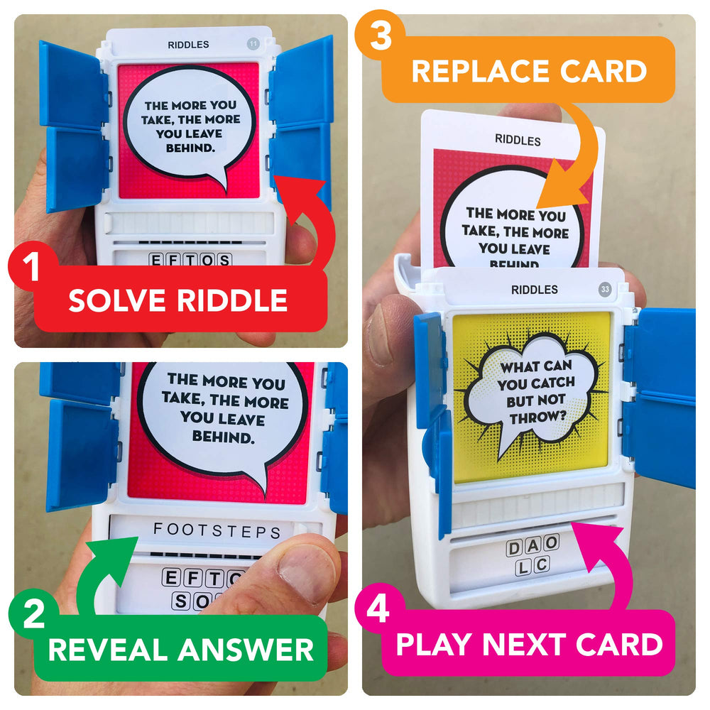 Car activity with 100 PICS Riddles Travel Game keeps minds busy on trips