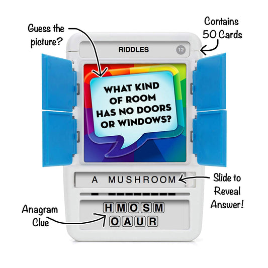 Slide reveal panel from 100 PICS Riddles Travel Game showcasing quick answers during travel