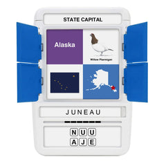 100 PICS US States & Capitals age 6 plus friendly learning tool.
