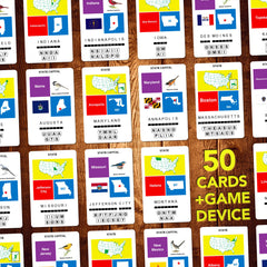 100 PICS US States & Capitals door reveal card shows answer after guessing.