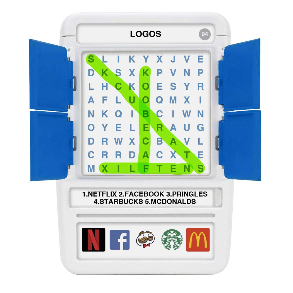 Family game night with 100 PICS Word Search Travel Game, ages 6+.