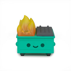 100% Soft Dumpster Fire vinyl figure close-up showing textured details and charm