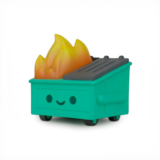 100% Soft Dumpster Fire vinyl figure front view for desk decor and fun