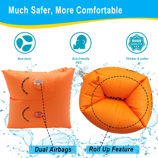 10Leccion blow-up water wings for kids orange support learning to swim safely.