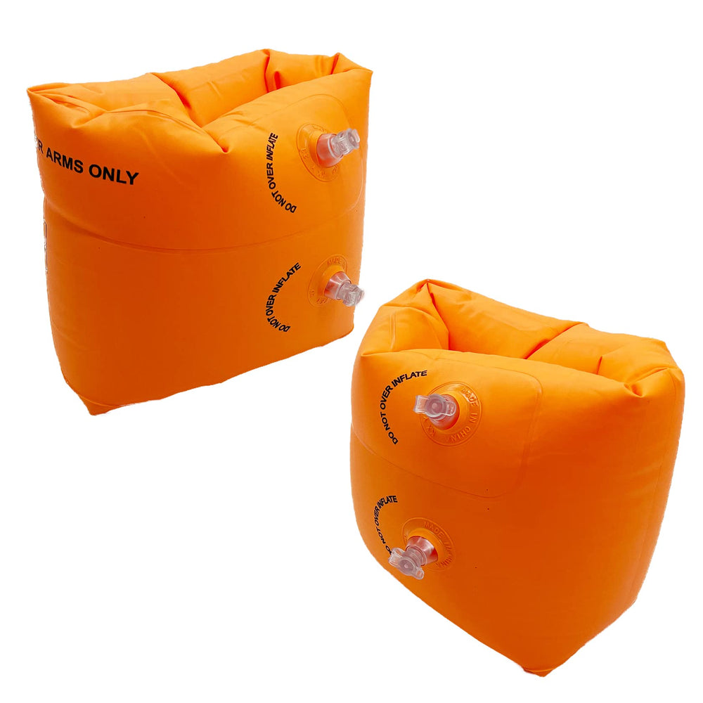 10Leccion inflatable arm floaties for toddlers orange provide buoyancy and confidence in the pool.