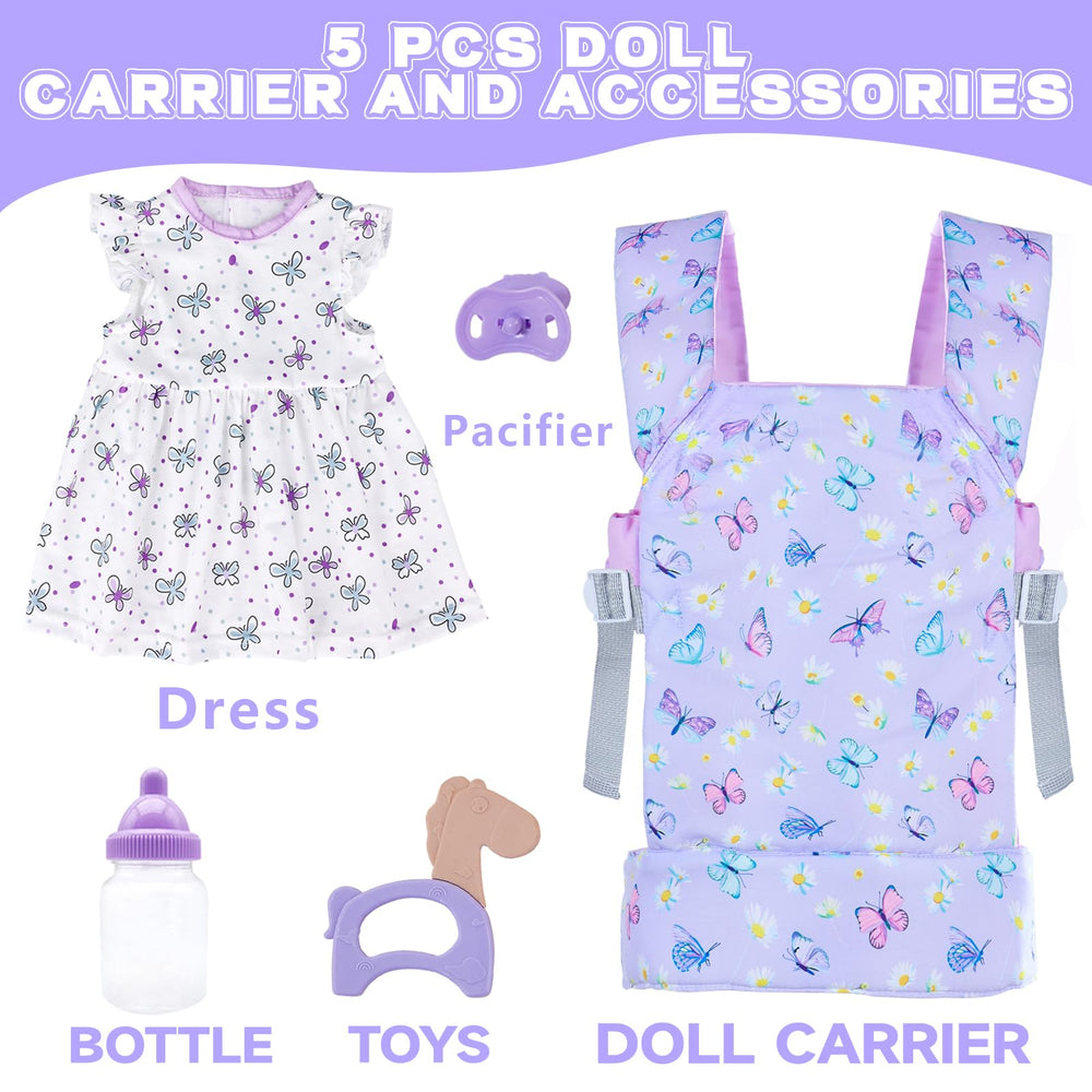 18INDC Purple Doll Dress: realistic outfit for 22-inch dolls during play.