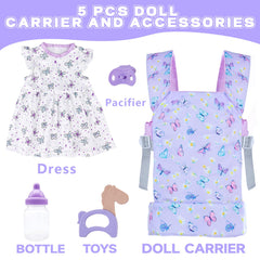 18INDC Purple Doll Dress: realistic outfit for 22-inch dolls during play.