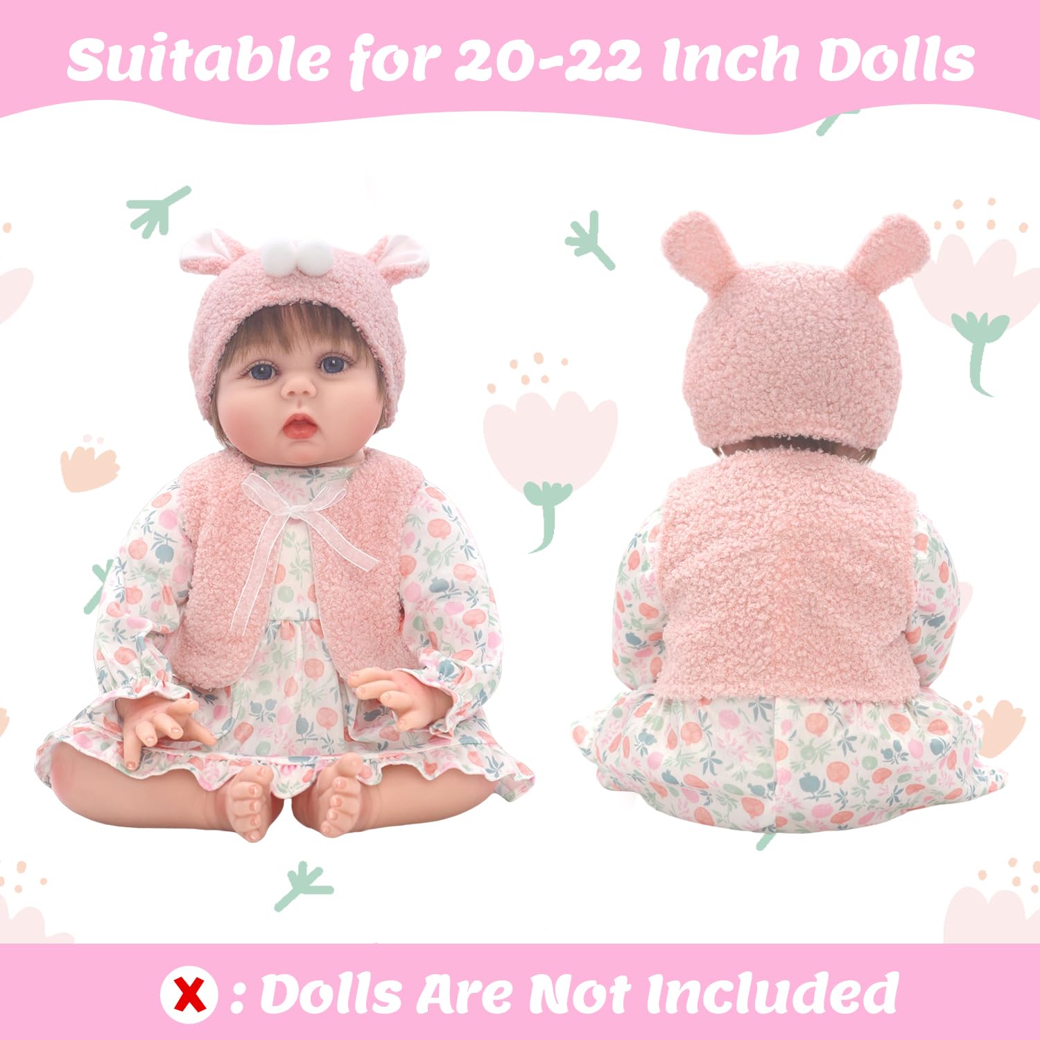 18INDC Reborn doll top and pants set offers easy dressing and comfy fit